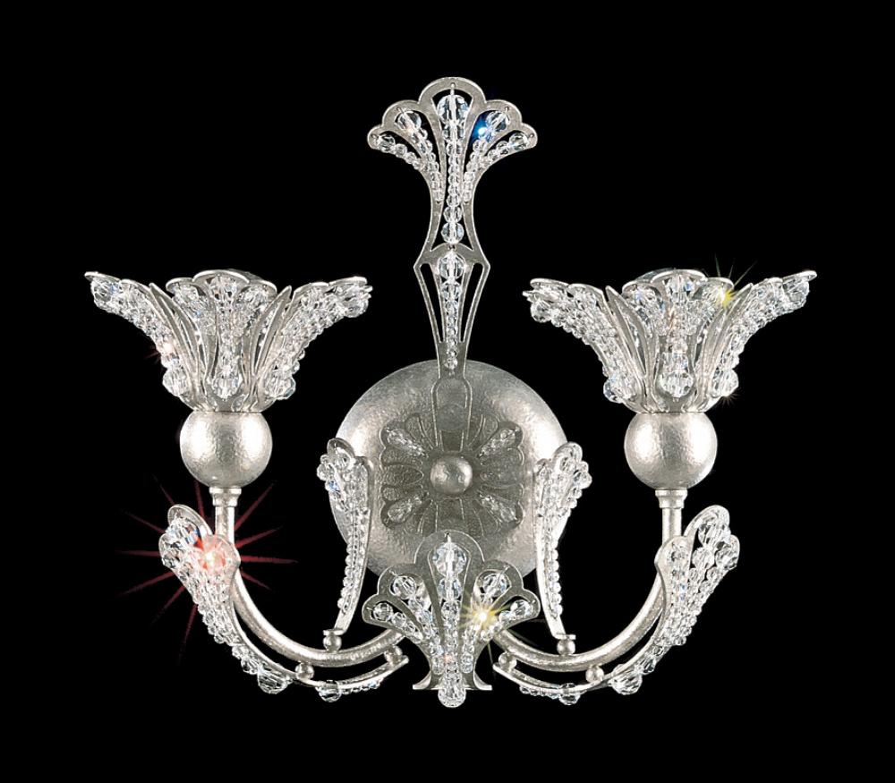 Rivendell 2 Light 120V Wall Sconce in Antique Silver with Clear Crystals from Swarovski