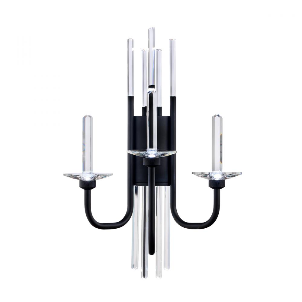 Calliope 3 Light 120/277V Wall Sconce in Black with Clear Optic Crystal
