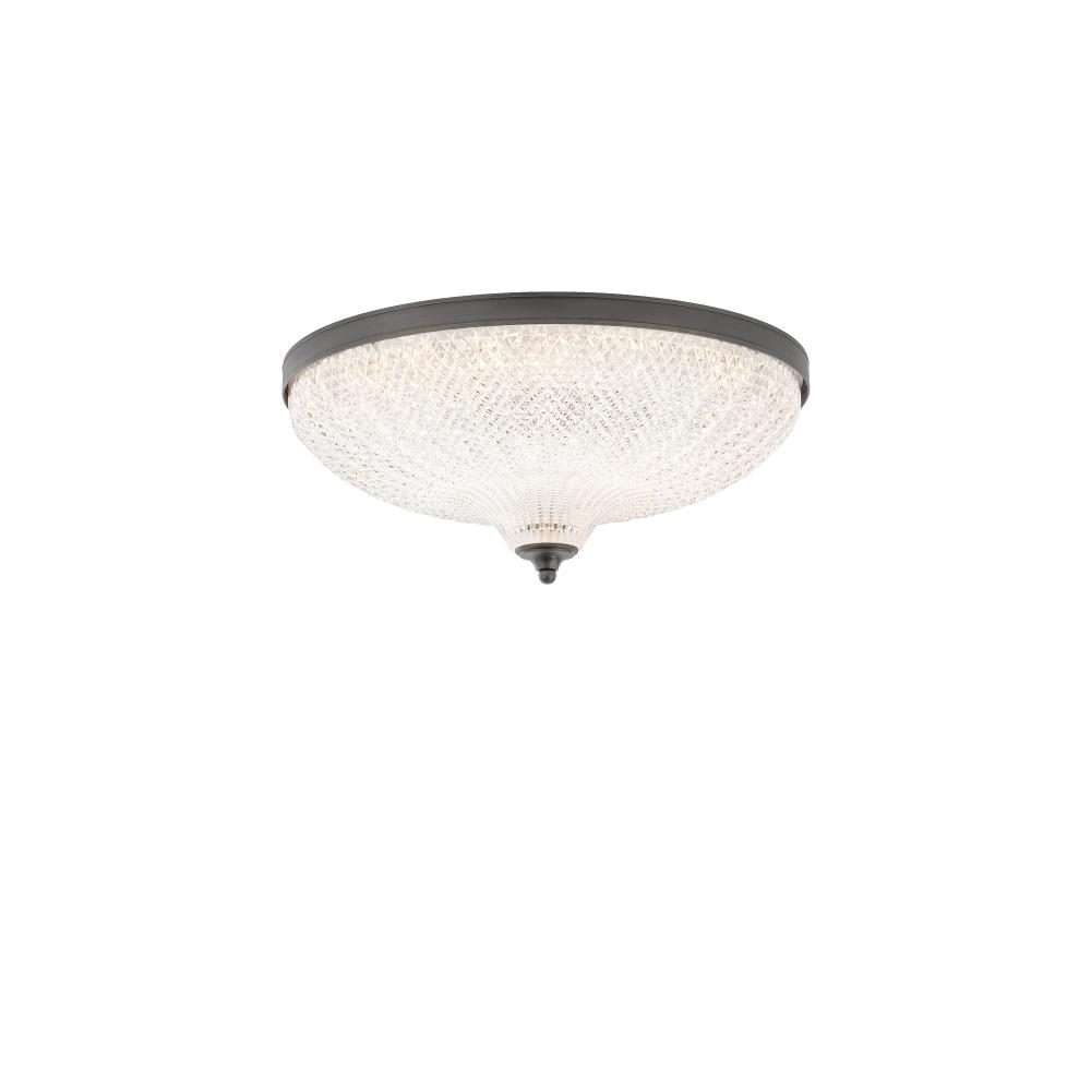 Roma 16in LED 3000K/3500K/4000K 120V-277V Flush Mount in Aged Brass with Clear Optic Crystal