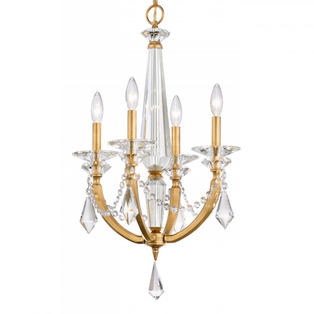 Verona 4 Light 120V Chandelier in Heirloom Gold with Clear Radiance Crystal