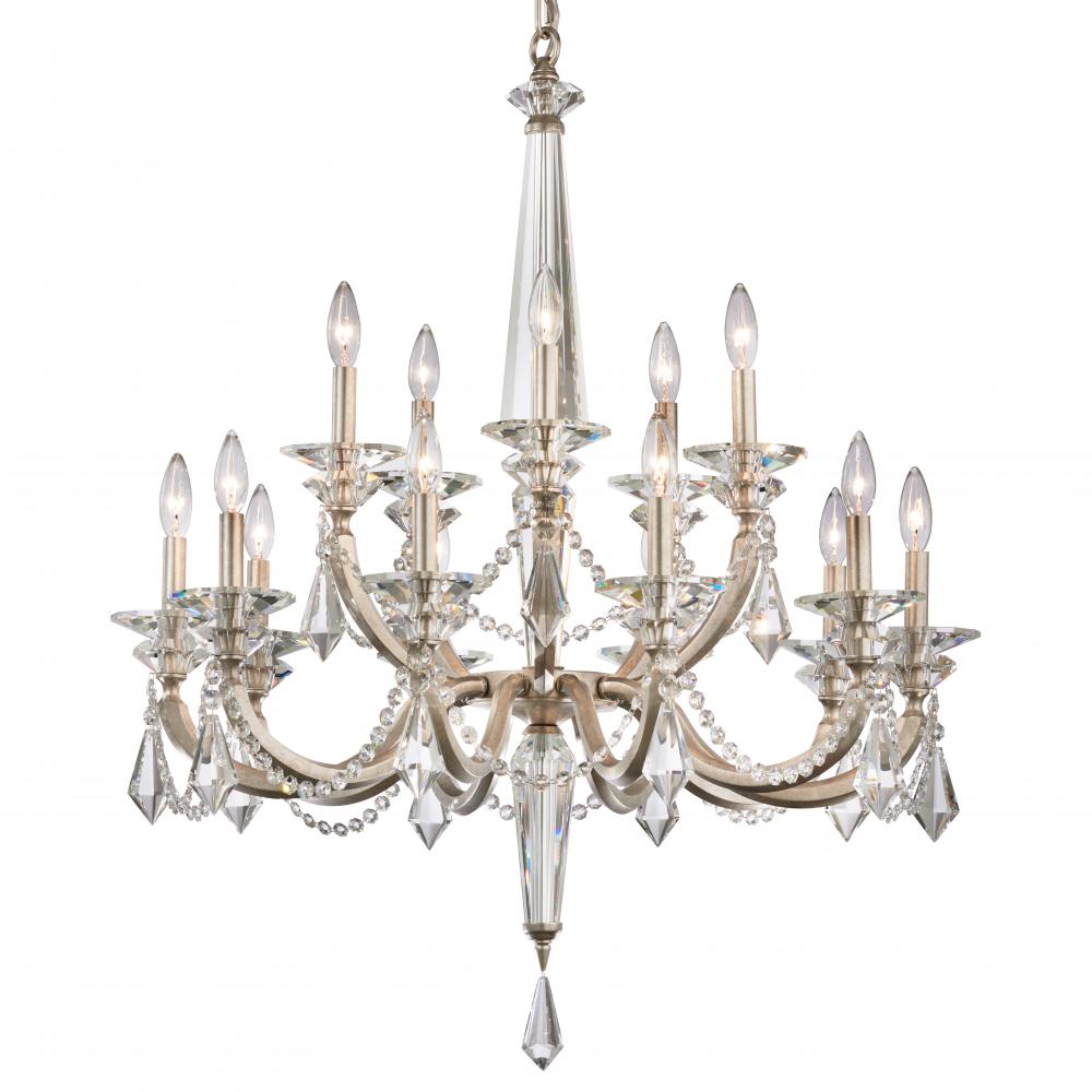Verona 15 Light 120V Chandelier in Antique Silver with Clear Radiance Crystal