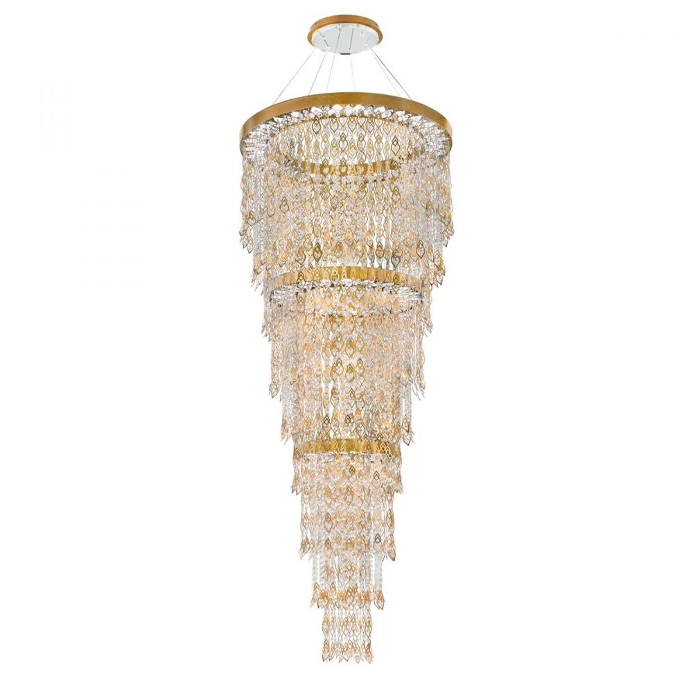 Pavona 86in 120-277V Foyer Pendant in Heirloom Gold with Clear Radiance Crystal