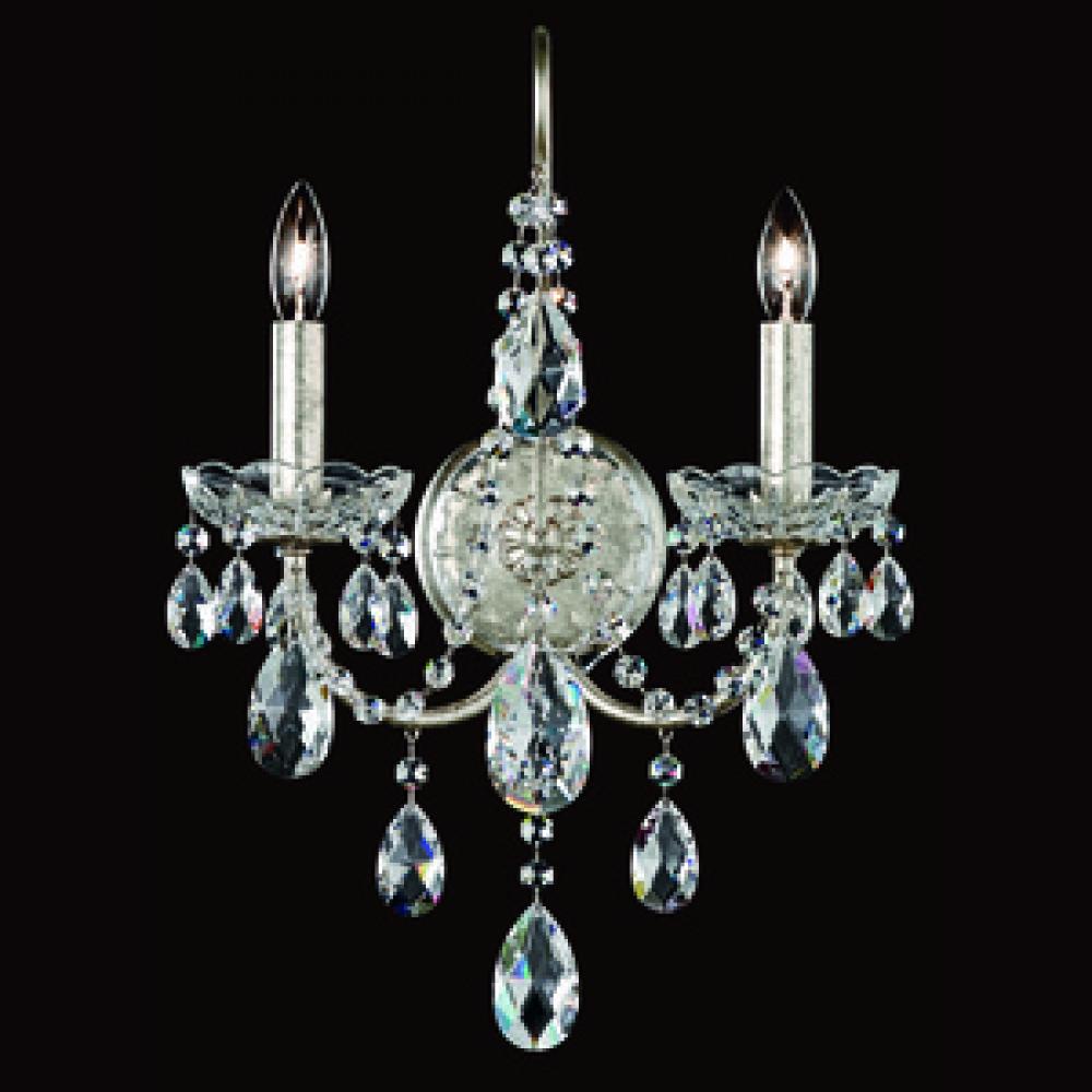 Sonatina 2 Light 120V Wall Sconce in Antique Silver with Heritage Handcut Crystal