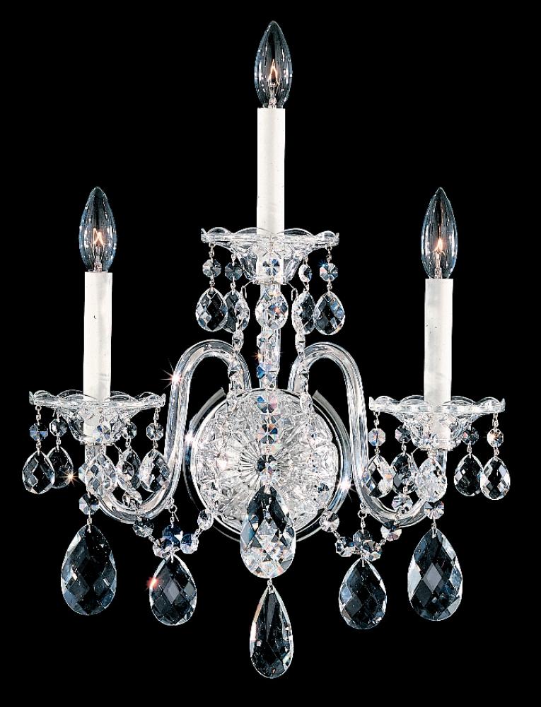 Sterling 3 Light 110V Wall Sconce in Silver with Clear Crystals From Swarovski®