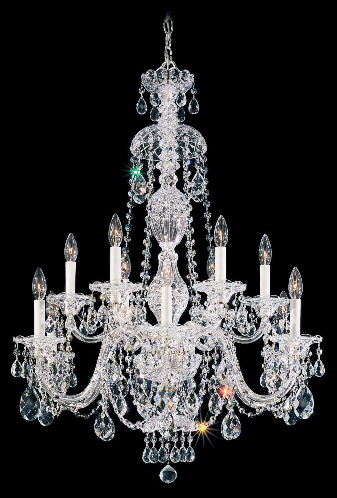 Sterling 12 Light 120V Chandelier in Polished Silver with Heritage Handcut Crystal