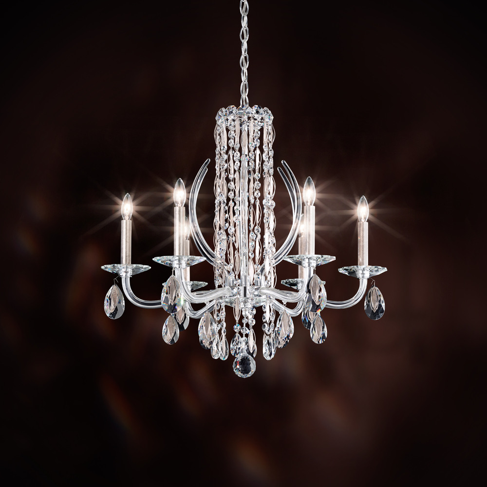 Siena 6 Light 120V Chandelier in Polished Stainless Steel with Radiance Crystal