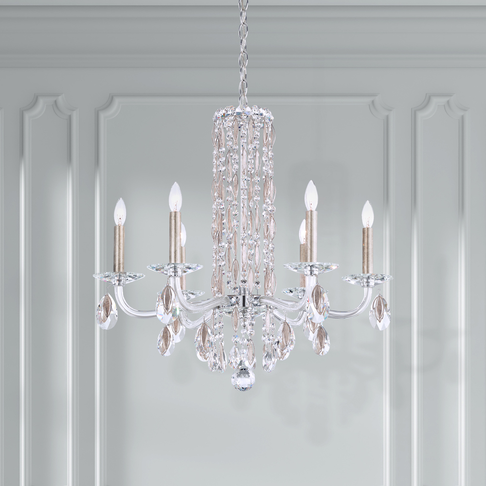 Siena 6 Light 120V Chandelier in White with Heritage Handcut Crystal