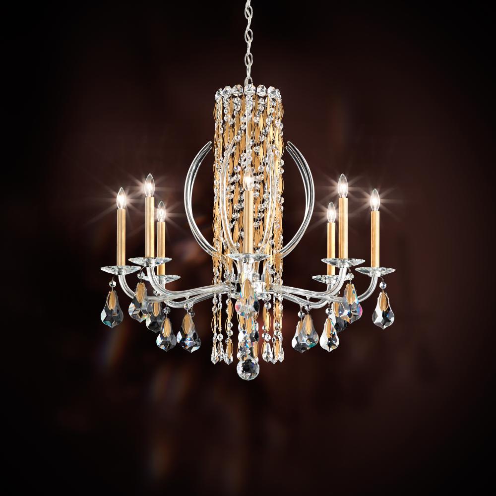 Siena 8 Light 120V Chandelier in Polished Stainless Steel with Radiance Crystal