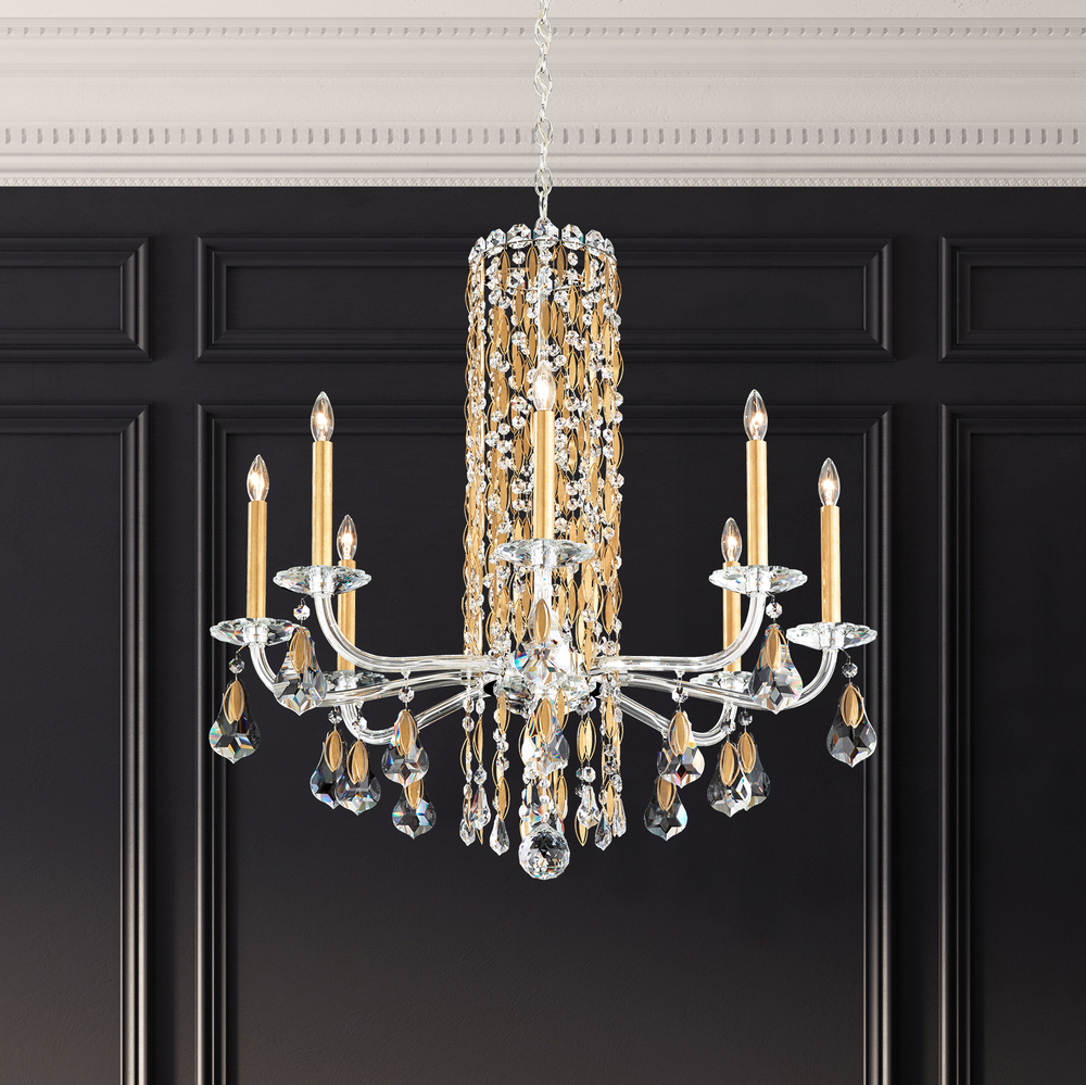 Siena 8 Light 120V Chandelier in Polished Stainless Steel with Heritage Handcut Crystal