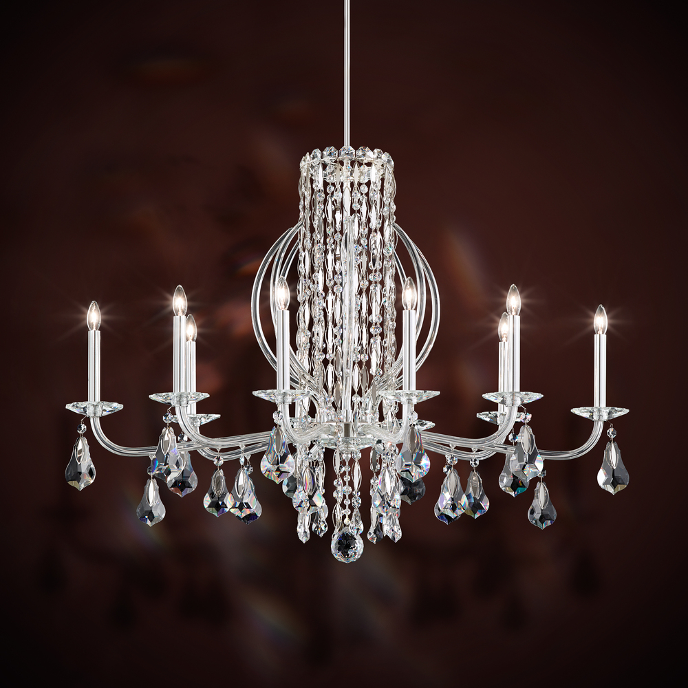 Siena 10 Light 120V Chandelier in Polished Stainless Steel with Radiance Crystal