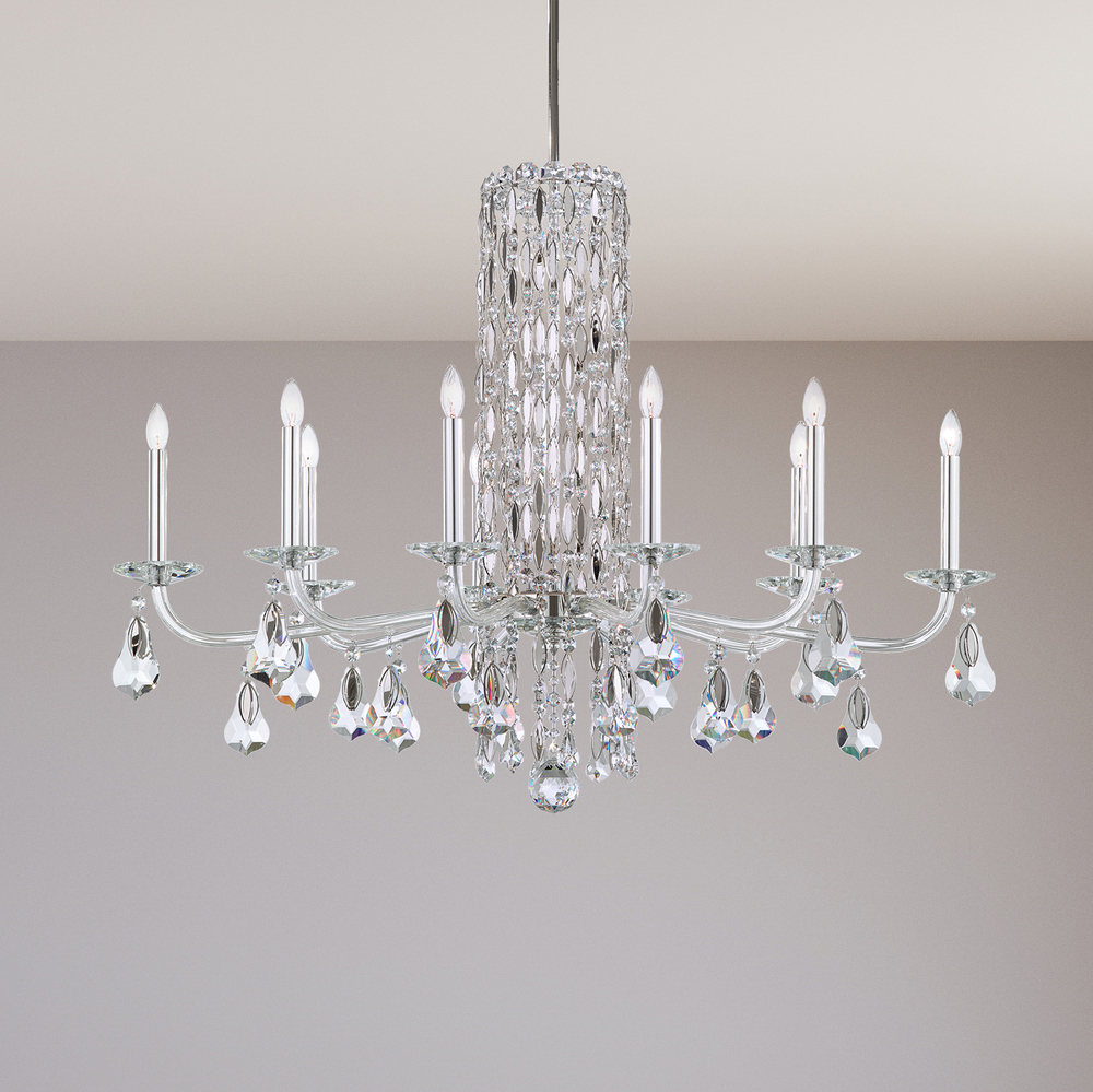 Siena 10 Light 120V Chandelier in Polished Stainless Steel with Radiance Crystal