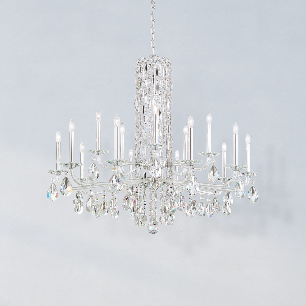 Siena 15 Light 120V Chandelier in Polished Stainless Steel with Radiance Crystal