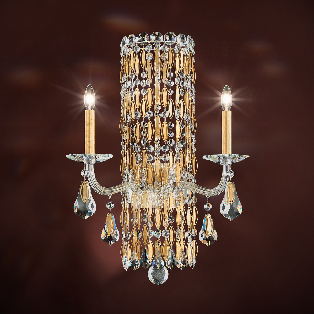 Siena 2 Light 120V Wall Sconce in Antique Silver with Radiance Crystal