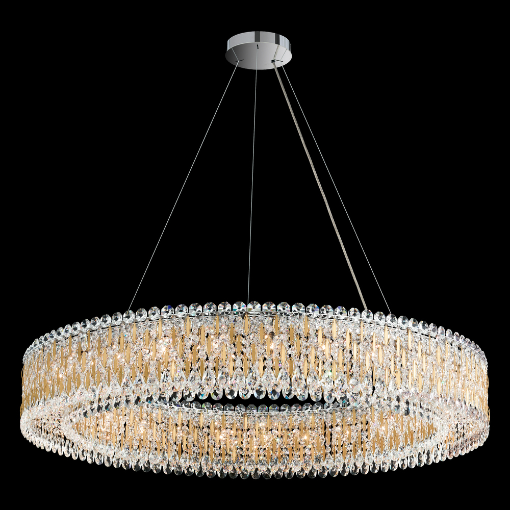 Sarella 27 Light 120V Pendant in Antique Silver with Clear Crystals from Swarovski