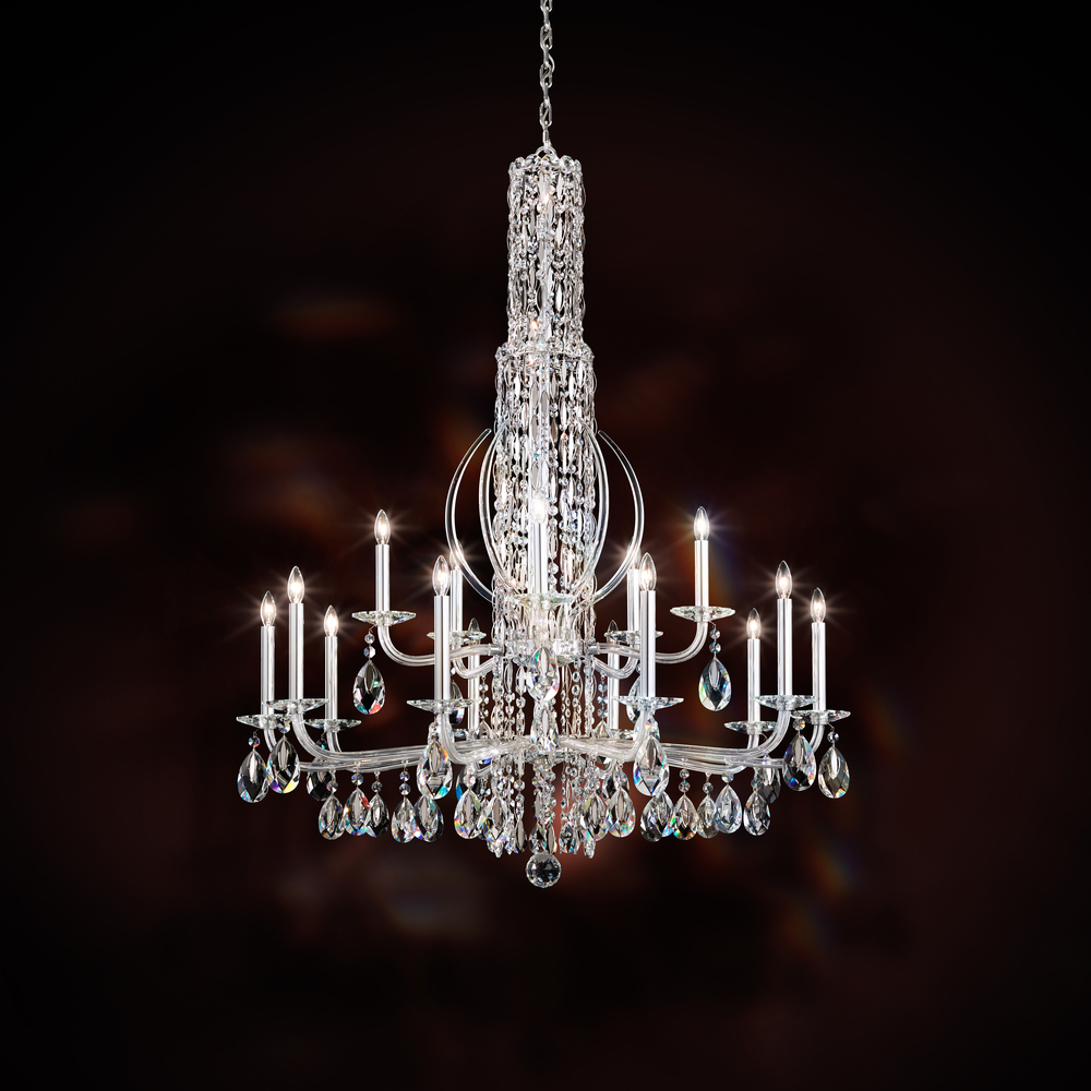 Siena 17 Light 120V Chandelier in Polished Stainless Steel with Heritage Handcut Crystal