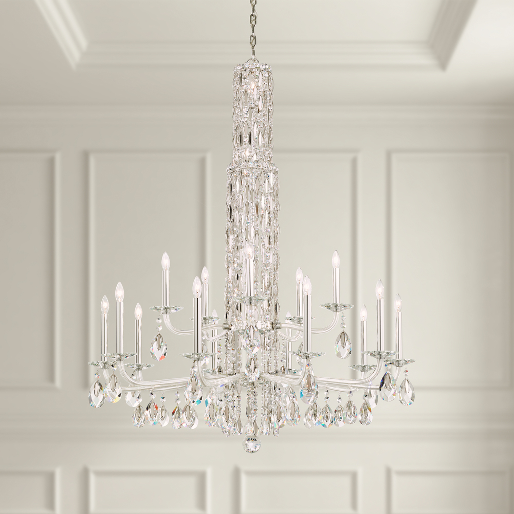 Siena 17 Light 120V Chandelier in Antique Silver with Radiance Crystal