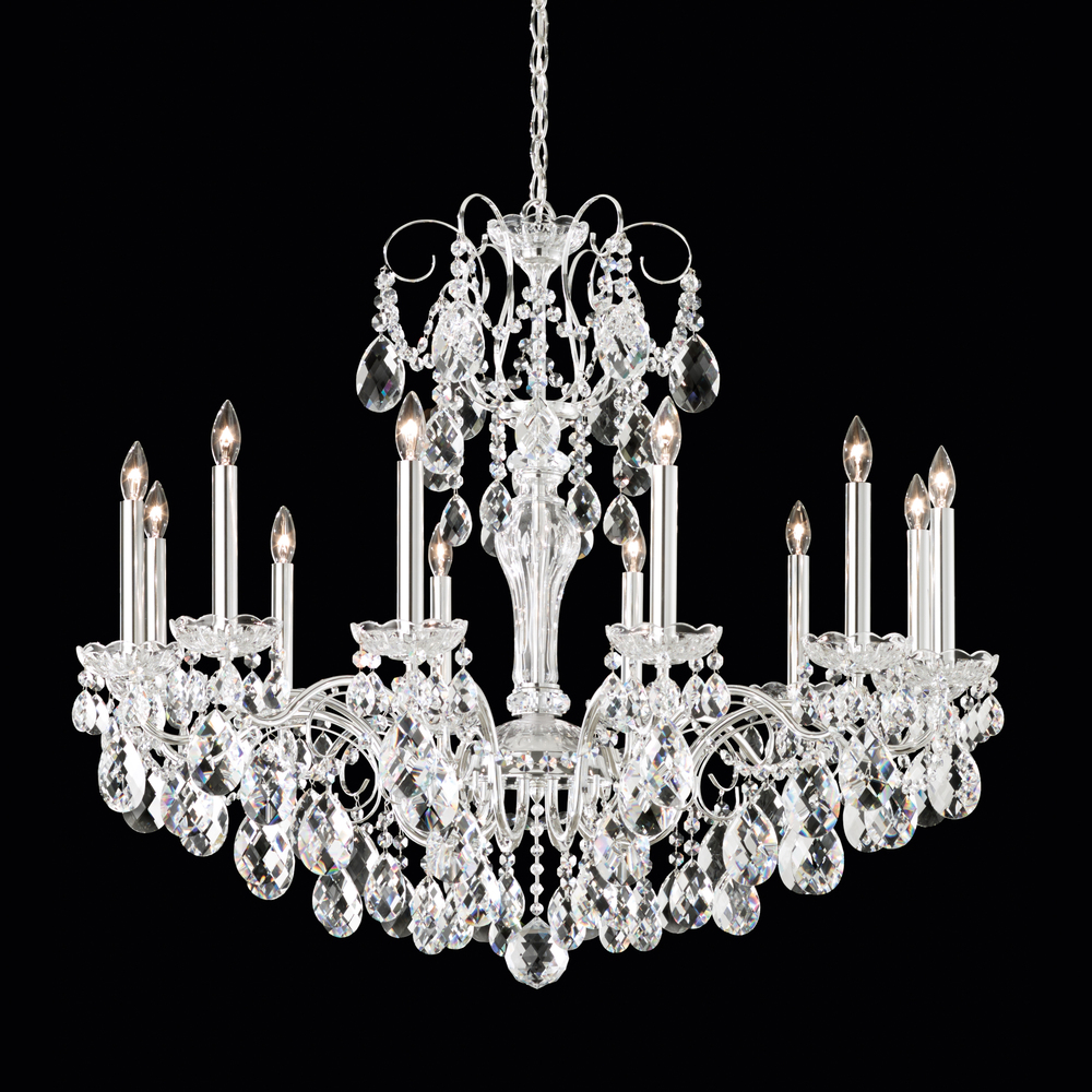 Sonatina 12 Light 120V Chandelier in Antique Silver with Heritage Handcut Crystal