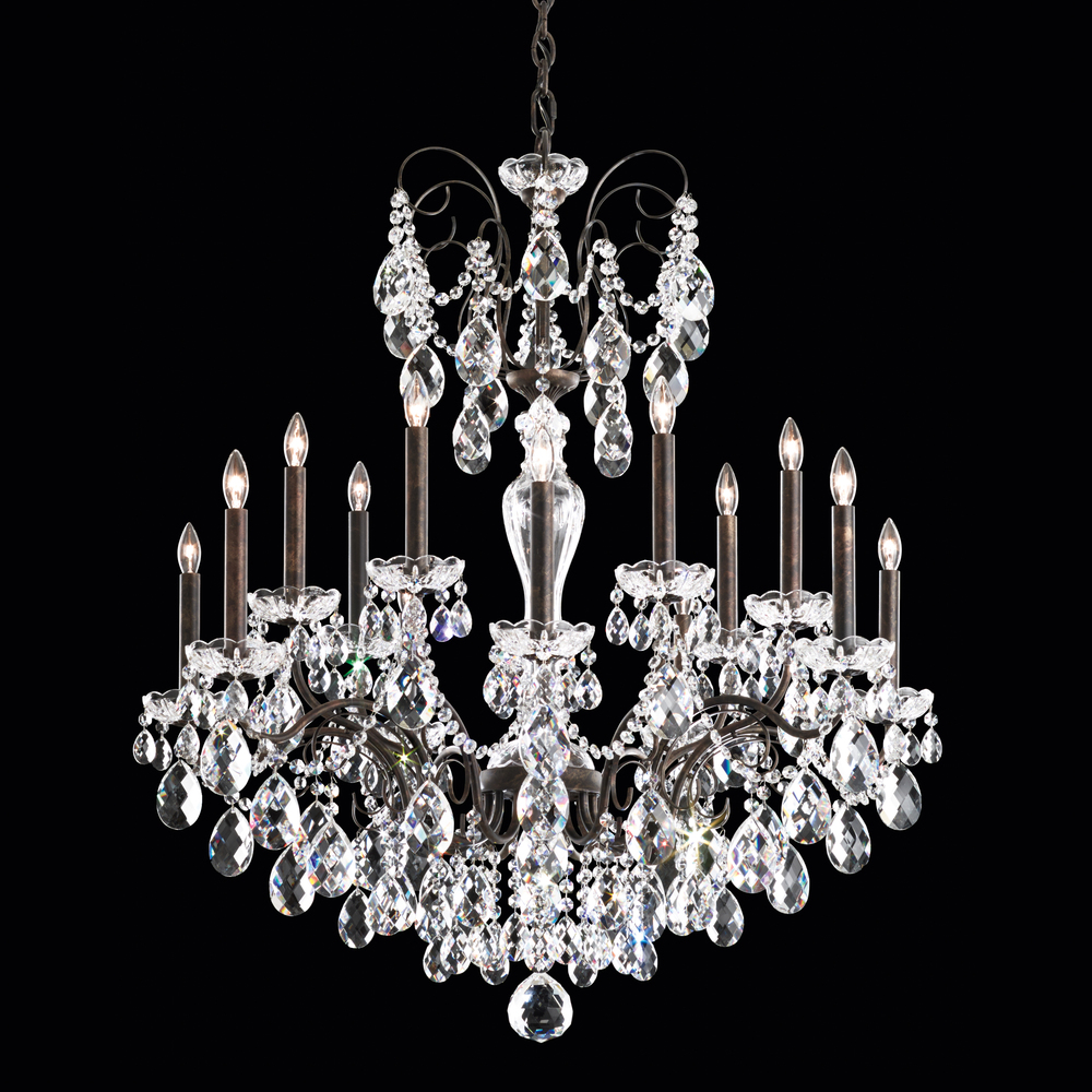 Sonatina 14 Light 120V Chandelier in Black Pearl with Heritage Handcut Crystal