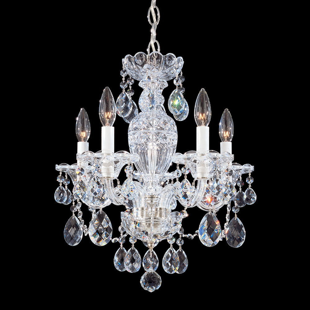 Sterling 5 Light 110V Chandelier in Silver with Clear Crystals From Swarovski®