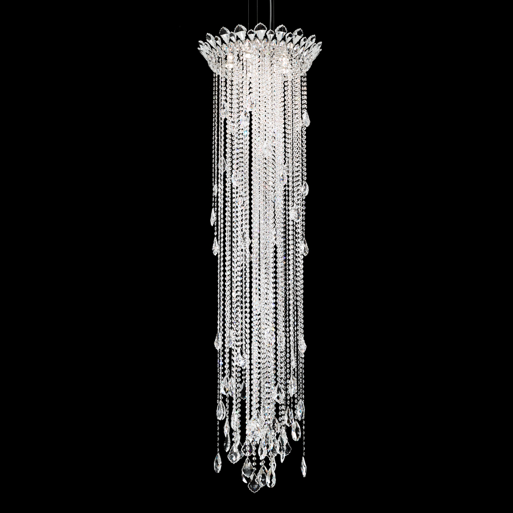 Trilliane Strands 5 Light 120V Pendant in Polished Stainless Steel with Clear Radiance Crystal