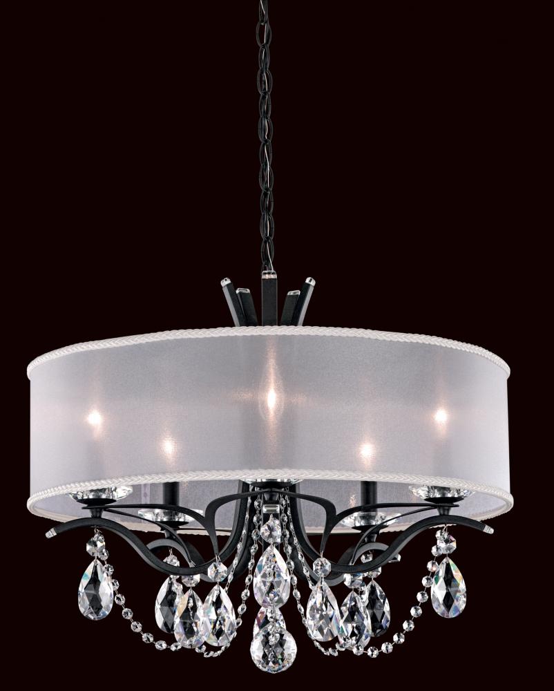 Vesca 5 Light 120V Chandelier in Etruscan Gold with Clear Radiance Crystal and White Shade