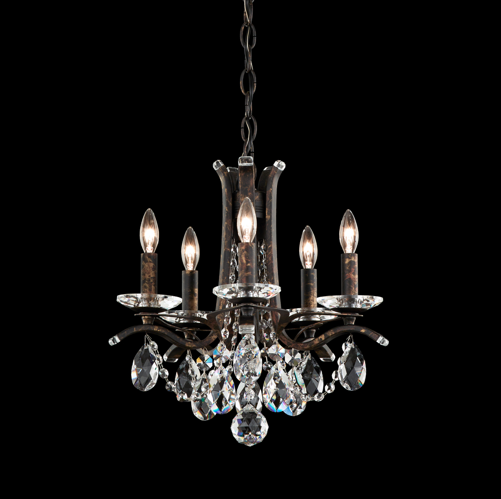 Vesca 5 Light 120V Chandelier in Etruscan Gold with Heritage Handcut Crystal