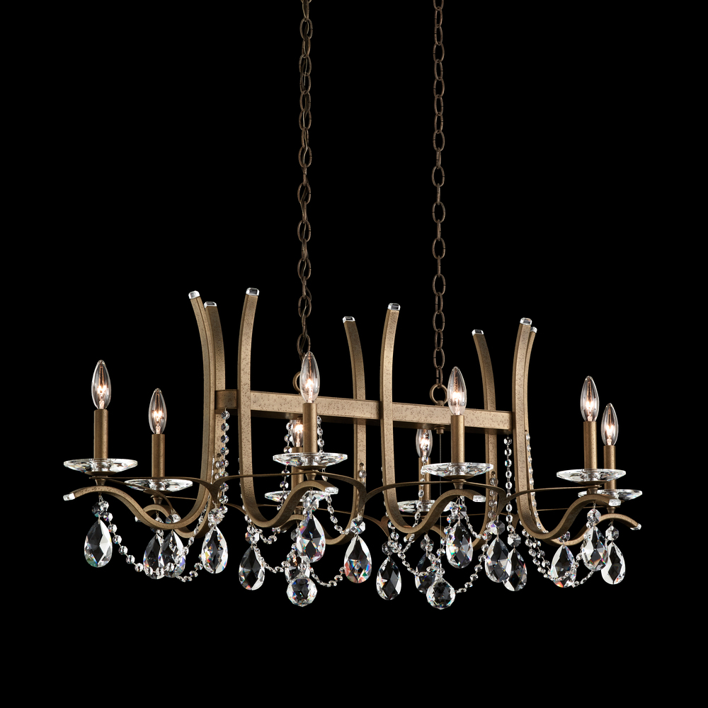 Vesca 8 Light 120V Chandelier in Antique Silver with Heritage Handcut Crystal