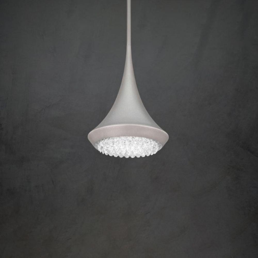 Verita 8IN LED 3000K/3500K/4000K 120V Mini Pendant in Soft Silver with Optic Crystal