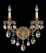 Schonbek 1870 5642-27H - Milano 2 Light 120V Wall Sconce in Parchment Gold with Clear Heritage Handcut Crystal