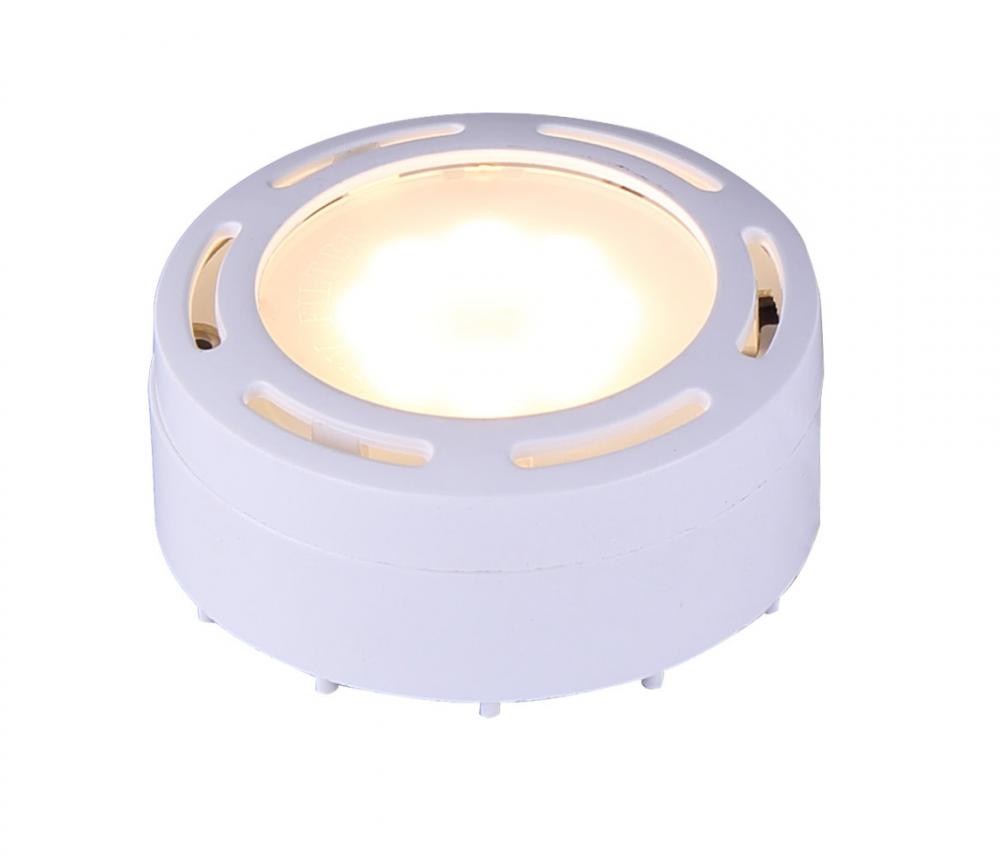 Undercabinet,120v Linkable LED Puck Light, White,1 Light Kit, 8 LEDs,3000K, 275Lumens,4 Watt