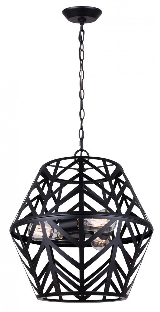 MAUD, ICH635B03BK17, MBK Color, 3 Lt 16.5" Wide Chandelier, 100W Type A, 16.5" W x 17.5"