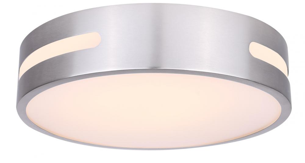 NIVEN 13 in. 1 Light Integrated LED Brushed Nickel Modern Flush Mount with Frosted Acrylic Shade