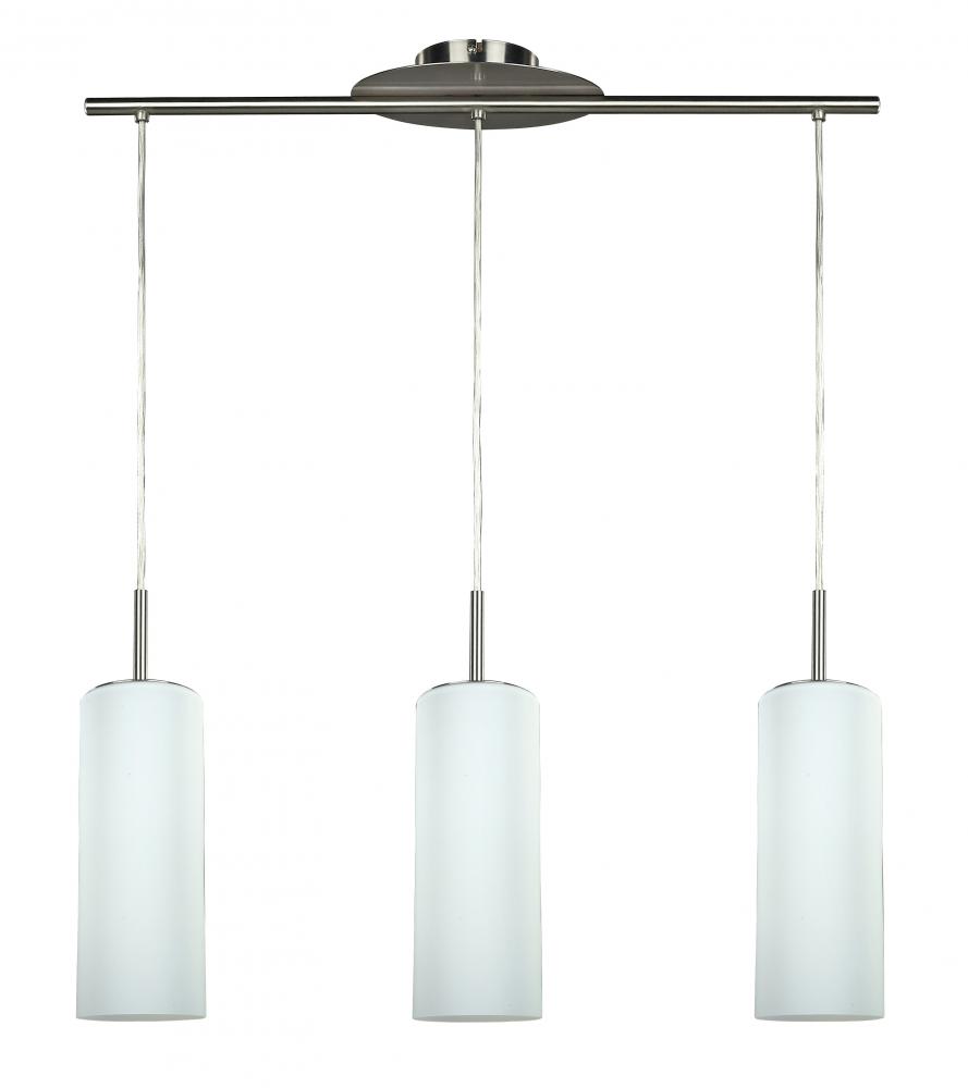 Toni, 3 Lt Cord Pendant, Flat Opal Glass, 100W Type A, 28" W x 64 1/2" H x 6" D