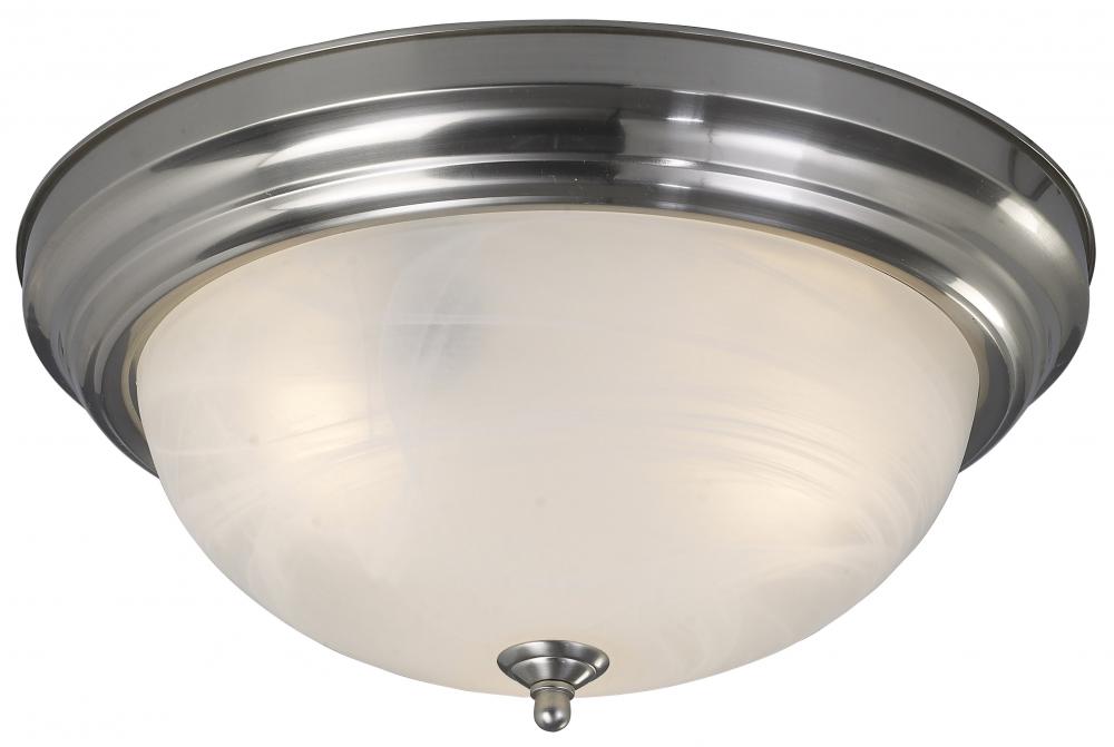 Fmount, 15" 3 Bulb Flushmount, Alabaster Glass, 60W Type A