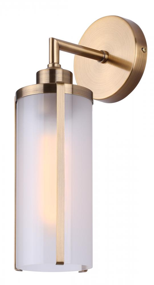 DAPHNE 4.75 in. 1 Light Gold Sconce with Frosted Glass Shade