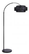 Canarm IFL1149A82BK-BPR - BELLAMY 82 in. Black Floor Lamp with Black Faux Rattan Shade and 3 Way Switch