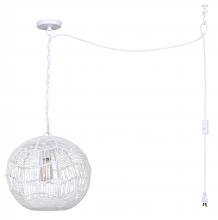 Canarm IPL1197A01WH - VALENCE, IPL1197A01WH, MWH Color, 1 Lt Cord Pendant, String, 60W Type A