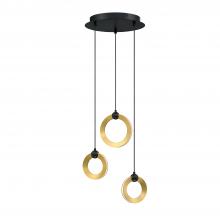 Kendal PF328-3LPA-BLK/BRS - 3 LIGHT LED PENDANT PAN