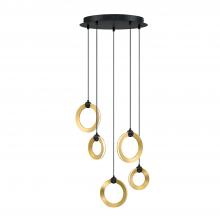 Kendal PF328-5LPA-BLK/BRS - 5 LIGHT LED PENDANT PAN