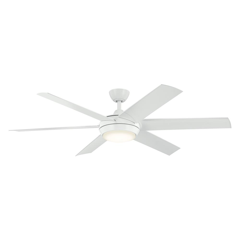 60 Inch Mint Ceiling Fan with Glass Diffuser in White with White Blades