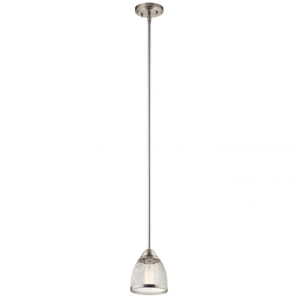 Voclain 7.75" 1 Light Mini Pendant with Mesh Shade in Brushed Nickel