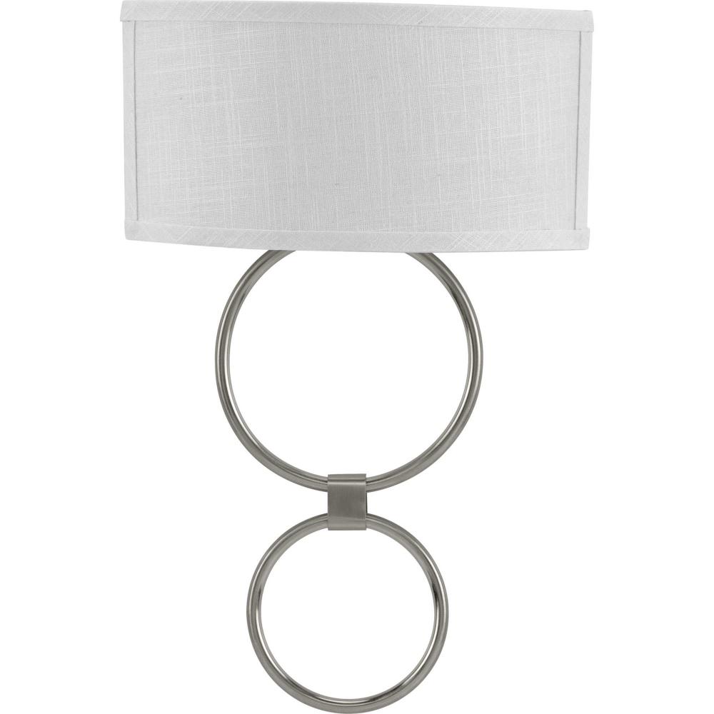 LED Shaded Sconce Collection Brushed Nickel One-Light Circle LED Wall Sconce