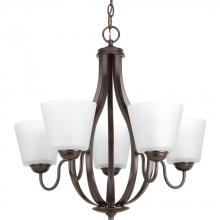 Progress P4746-20 - Arden Collection Five-Light Antique Bronze Etched Glass Farmhouse Chandelier Light