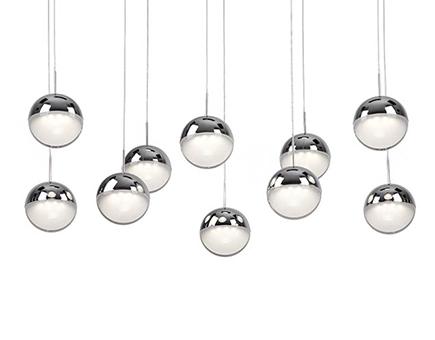 Ten LED Pendant Stunning Sphere Shaped Design with Chrome Canopy