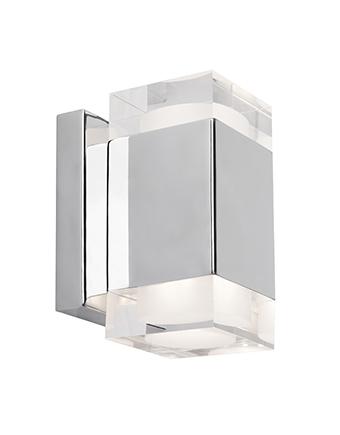 Elegant Refined Polished Chrome Square Wall Sconce with Clear Crystal Diffusers