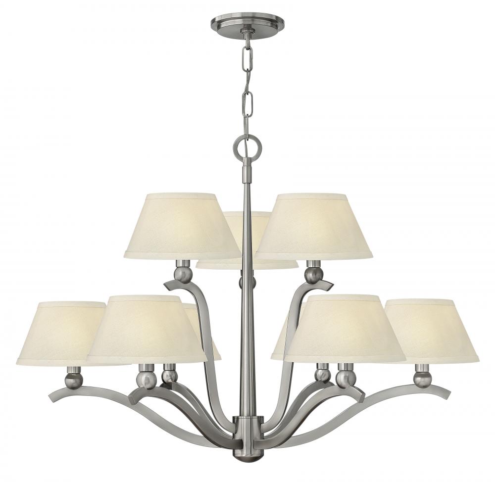 Nine Light Brushed Nickel Up Chandelier