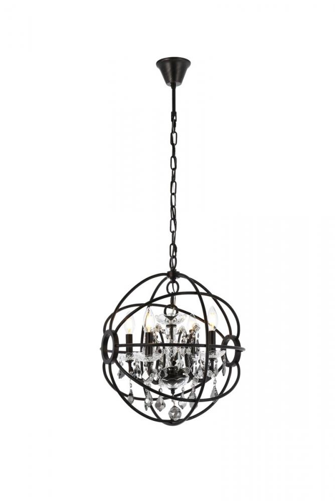 Geneva 4 light Dark Bronze Pendant Silver Shade (Grey) Royal Cut crystal