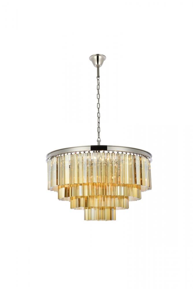 Sydney 17 Light Polished Nickel Chandelier Golden Teak (Smoky) Royal Cut Crystal