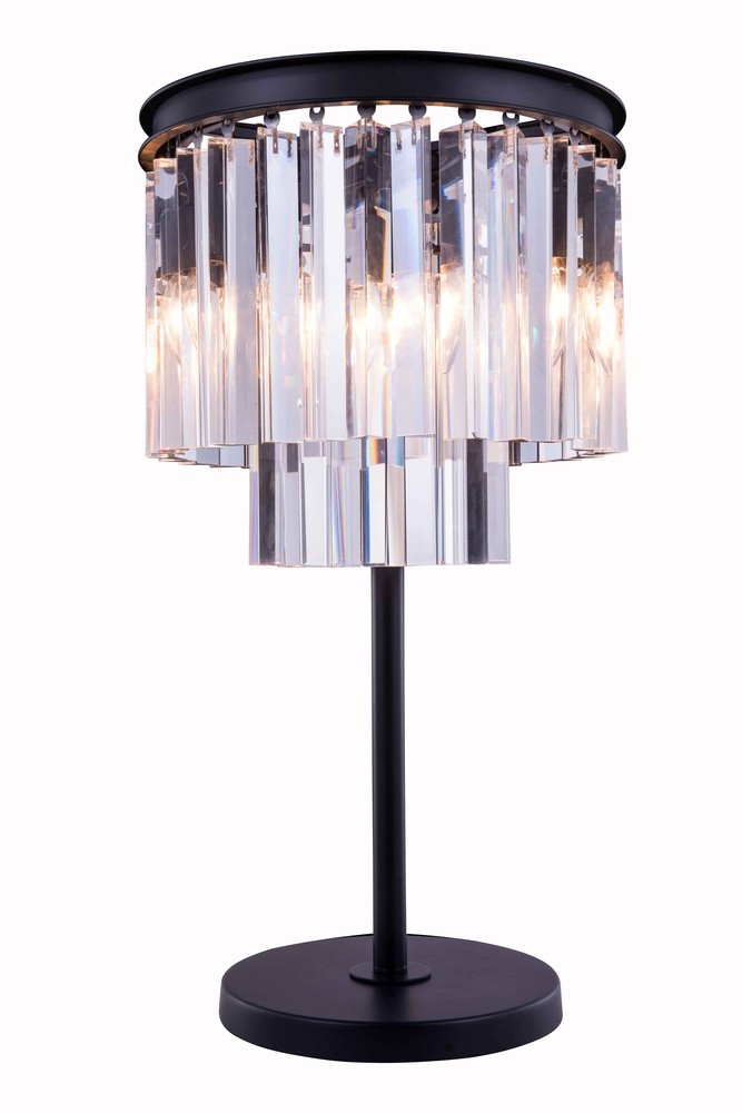 Sydney 3 light Matte Black Table Lamp Clear Royal Cut Crystal