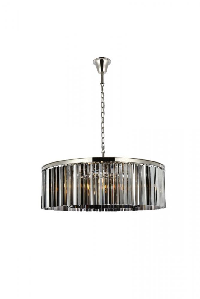 Sydney 10 Light Polished Nickel Chandelier Silver Shade (Grey) Royal Cut Crystal